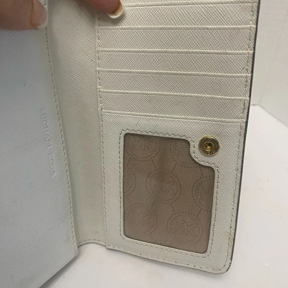 Michael Kors Cream Jet Set Travel Wallet with Gold Accents